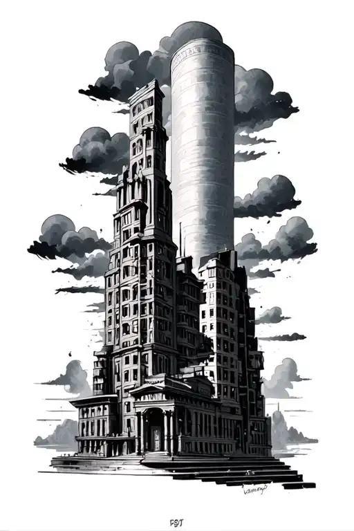 past present future buildings made tattoo design idea