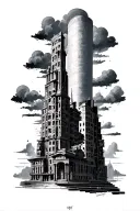 past present future buildings made tattoo design idea