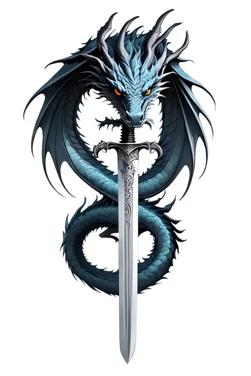 dragon and sword tattoo design idea