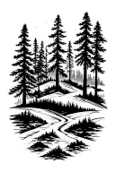 pine forest landscape tattoo design idea