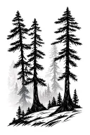 pine forest landscape tattoo design idea