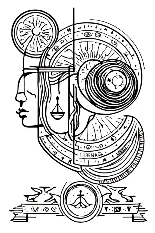 Aquarius sun, Aries moon, libra rising zodiac tattoo design idea