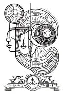 Aquarius sun, Aries moon, libra rising zodiac tattoo design idea