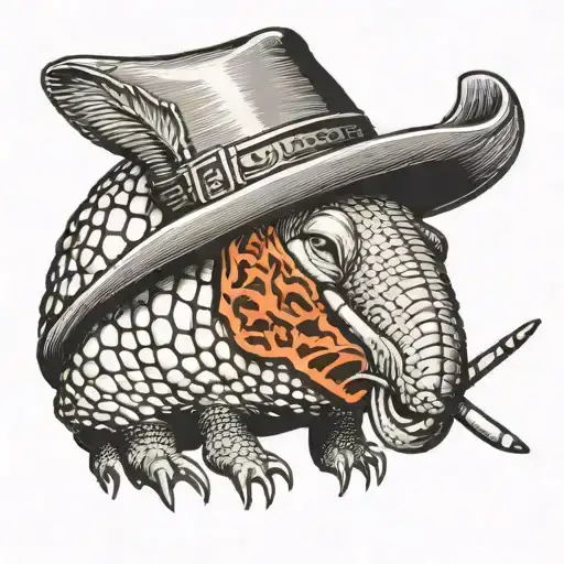 armadillo with cowboy hat smoking cigarette tattoo design idea