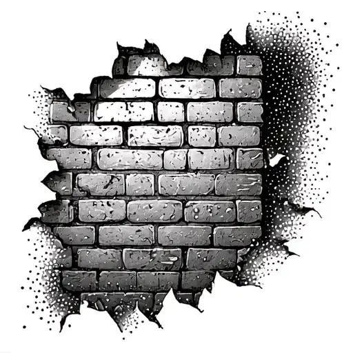 brick wall being torn tattoo design idea
