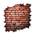 brick wall being torn tattoo design idea