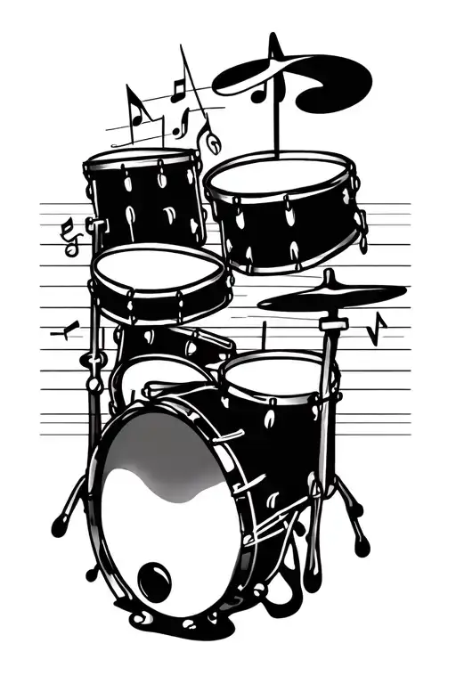 drumskit music notes heartbeat line tattoo tattoo design idea