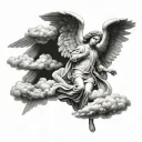 guardian Angel clouds tattoo design idea