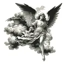 guardian Angel clouds tattoo design idea