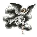 guardian Angel clouds tattoo design idea