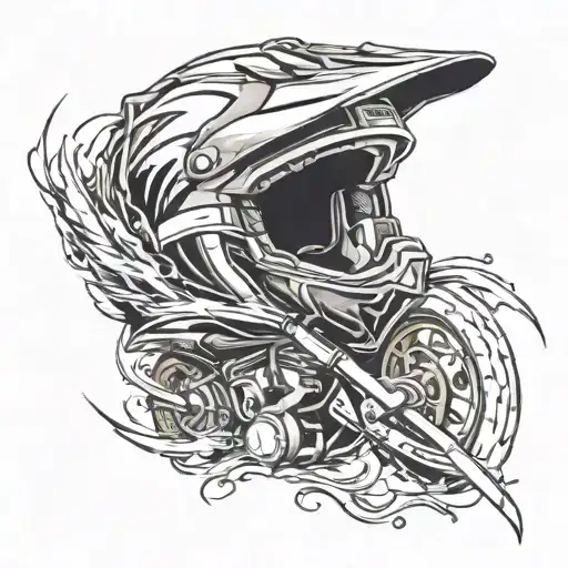 Incorporate elements of motocross gear, such as a helmet and goggles, into a dynamic and action-packed tattoo design tattoo design idea