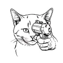 cat aiming  a gun  at viewer tattoo design idea