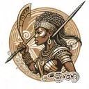 female african warrior with a spear going through the words tattoo design idea
