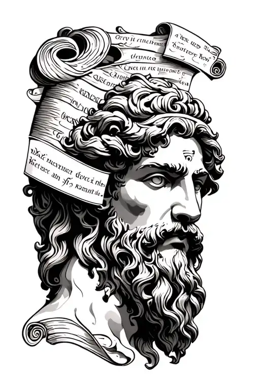 make a tattoo for the upperarm greek god an scrolls with text. also gyiptian gods  tattoo design idea