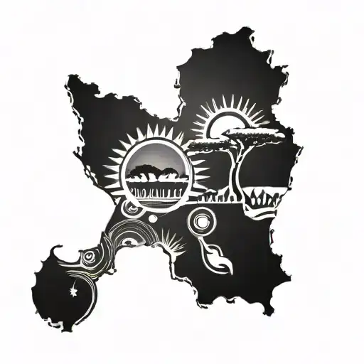 african tribal sunrise integrated tattoo design idea