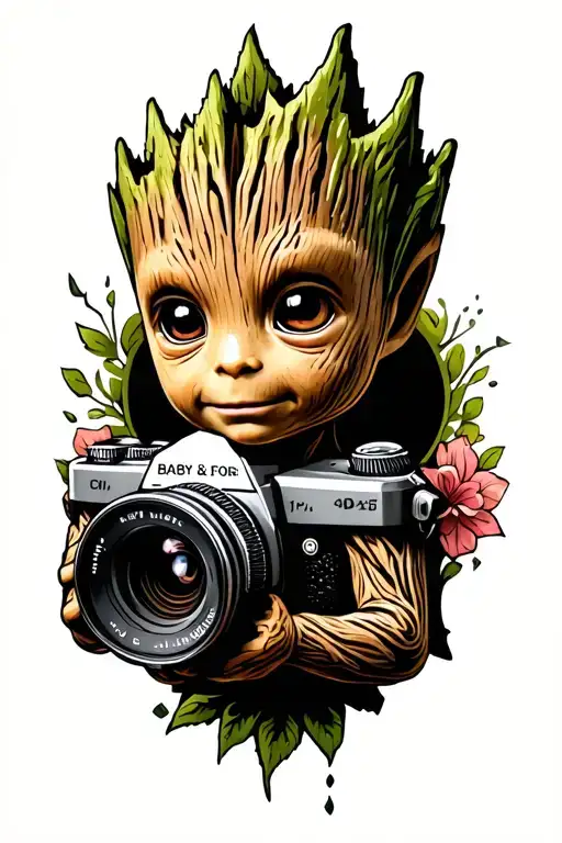 baby groot appareil photo tattoo tattoo design idea