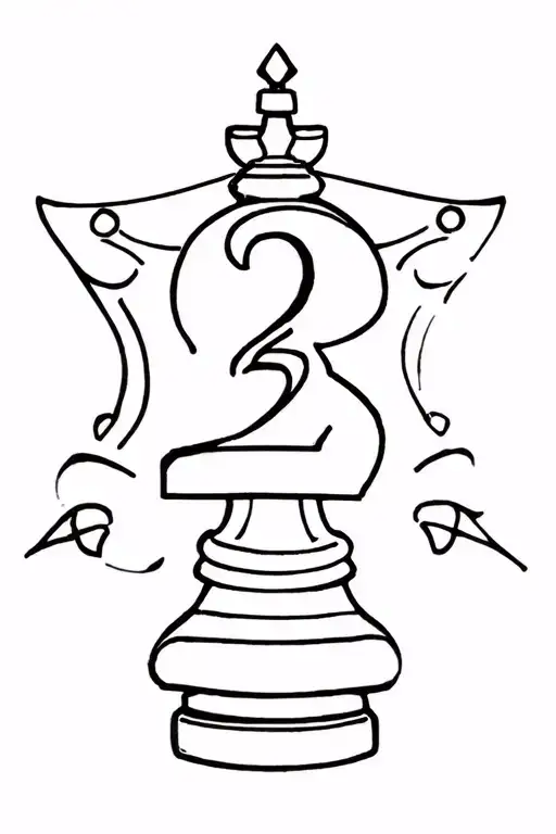 Queen chess piece with the number 2 tattoo design idea