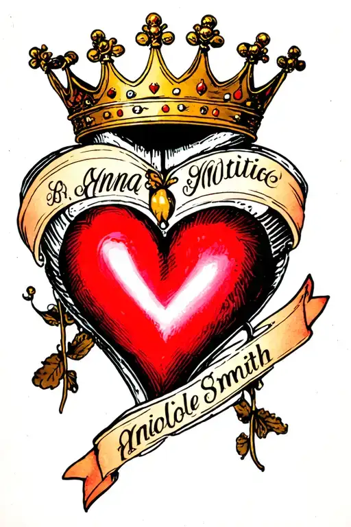 crown heart inscription Anna Nicole smith mixed tattoo design idea
