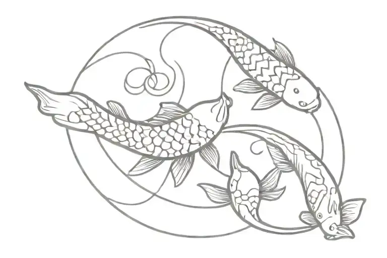koi fish -yin yang ,moon and sun tattoo design idea