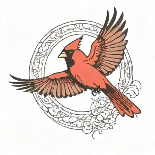 cardinal flying silhouette two wing tattoo design idea