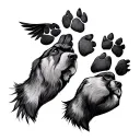 small tattoo that are together small bear paws, Rottweiler, and small bird,dog paws a tattoo that has all of those tattoo design idea