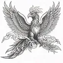 Phoenix rising from ashes, Scorpio, eagle  tattoo design idea