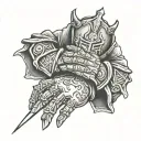 crusader knight praying hands tattoo design idea