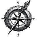 arrow and compass tattoo design idea