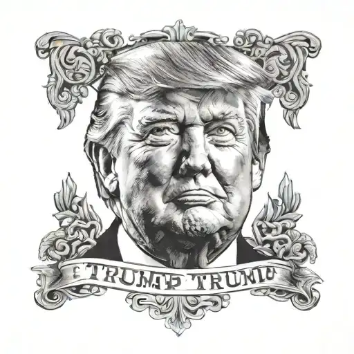 A portrait of Trump with the inscription Trump tattoo design idea