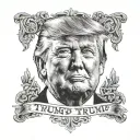 A portrait of Trump with the inscription Trump tattoo design idea