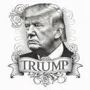 A portrait of Trump with the inscription Trump tattoo design idea