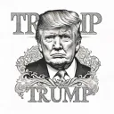 A portrait of Trump with the inscription Trump tattoo design idea