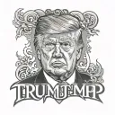 A portrait of Trump with the inscription Trump tattoo design idea