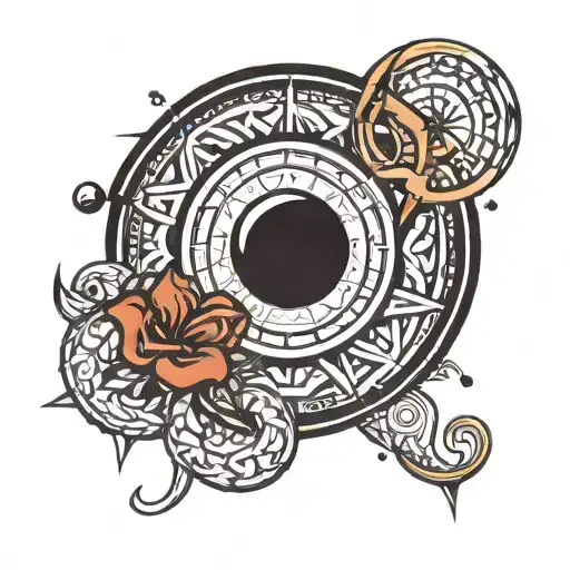 symbol of Aries with the planet Mars, representing ambition and drive, intertwined with symbl for hardwork and dedicatio tattoo design idea