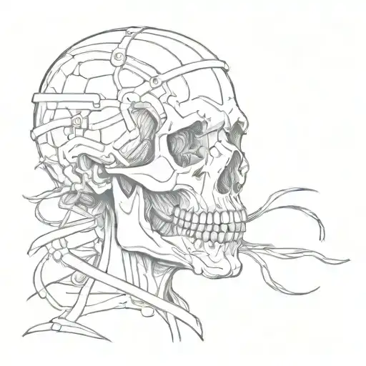 skull with  tape on mouth  tattoo design idea