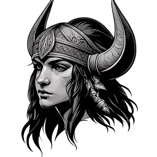 female Viking Face tattoo design idea