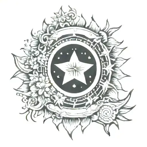 moon stars sun potato tattoo design idea