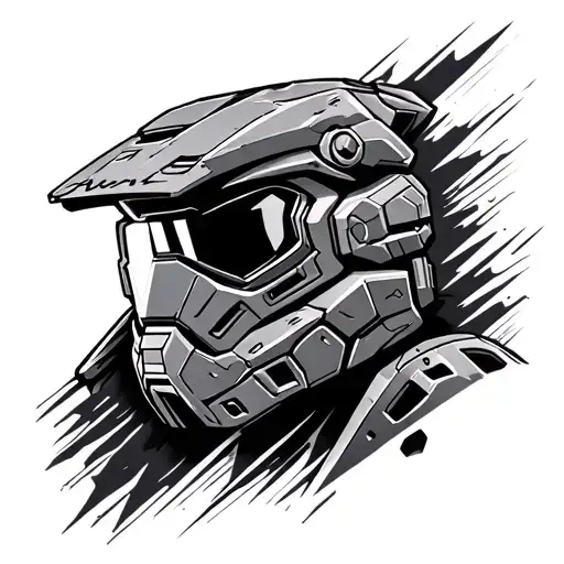 halo master chief helmet tattoo design idea