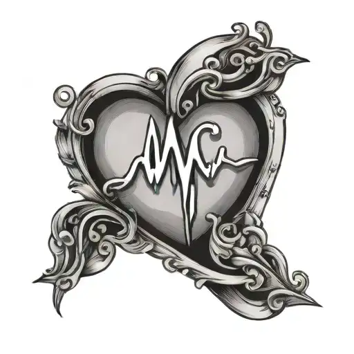 Name Heartbeat tattoo design idea