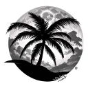 Palm Tree And Moon tattoo design idea