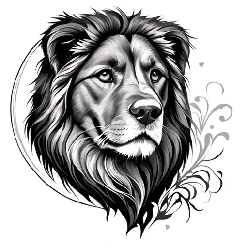 leo starsign in memory of mother beatiful wife, dogs tattoo design idea