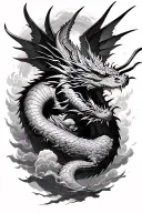 Leviathan, Libra, Typhoon, Wings, Clouds, Dragon, Fighting, Midgar Background, Manlike Body, Storm tattoo design idea