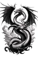 Leviathan, Libra, Typhoon, Wings, Clouds, Dragon, Fighting, Midgar Background, Manlike Body, Storm tattoo design idea