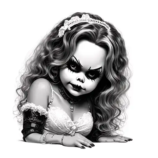 bride of Chucky doll woman laying tattoo design idea