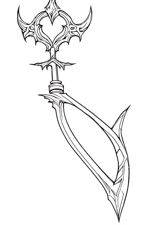 kingdom hearts keyblade in minimalism style draw tattoo design idea