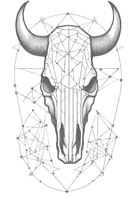 bull skull and geometry Viking tattoo design idea