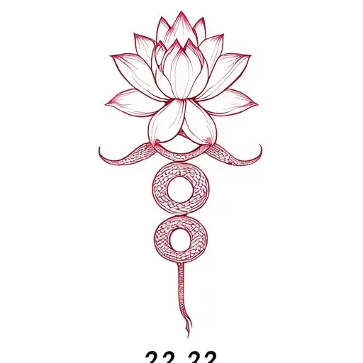 snake lotus flower 222 numbers tattoo design idea