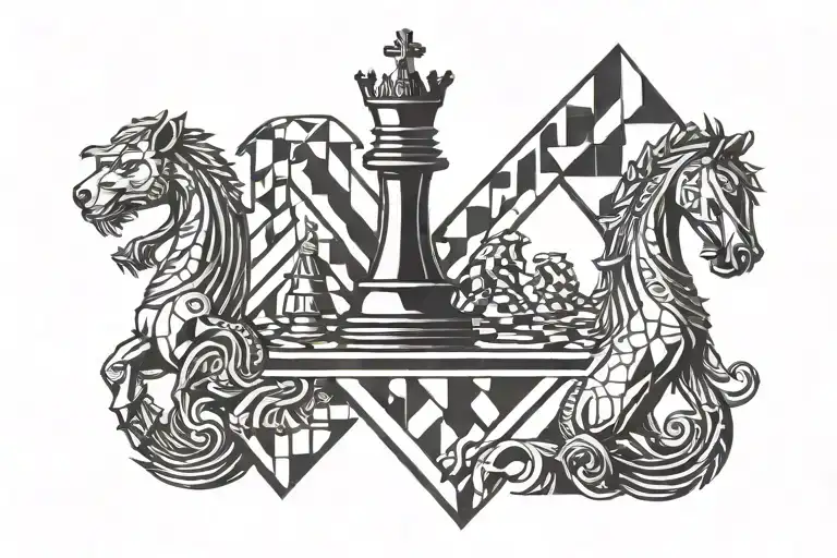 king chess piece inside triangle tattoo design idea