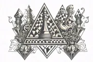 king chess piece inside triangle tattoo design idea