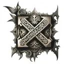 Aztec letters VIDAL tattoo design idea